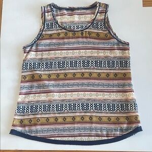 THML Navy and Gold Patterned Tank Top